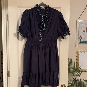 Umgee Midnight Blue Dress with Ruffle Details